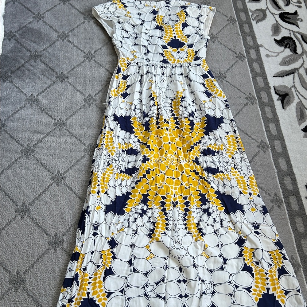GAP Yellow and Blue Floral Lined Maxi Dress RN 54023 - Picture 10 of 12